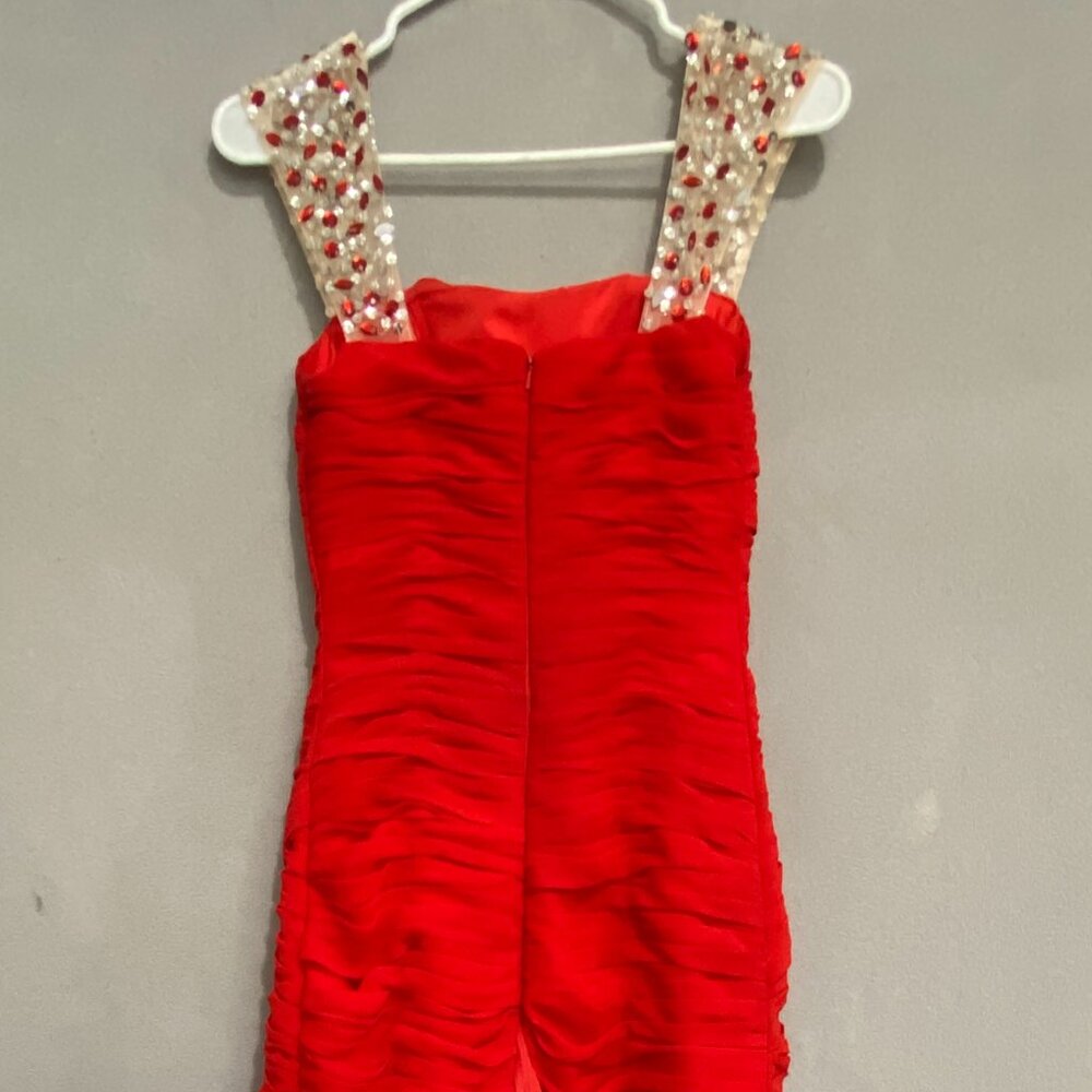 Dressale Red Chiffon Beaded Strap Formal Dress Prom Evening Gown SMALL - Picture 9 of 13